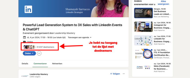 Lijst met deelnemers van evenement Prospect berichten