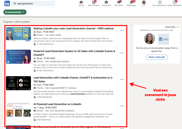 Vind een evenement LinkedIn Outreach